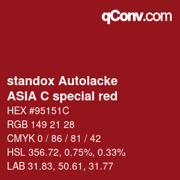 Código de color: standox Autolacke - ASIA C special red | qconv.com