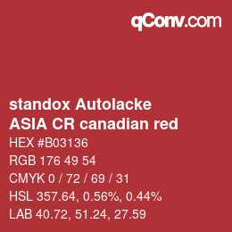 カラーコード: standox Autolacke - ASIA CR canadian red | qconv.com