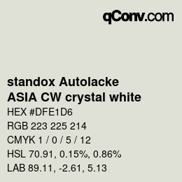 Código de color: standox Autolacke - ASIA CW crystal white | qconv.com