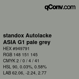 Código de color: standox Autolacke - ASIA G1 pale grey | qconv.com