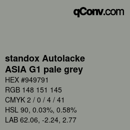 カラーコード: standox Autolacke - ASIA G1 pale grey | qconv.com