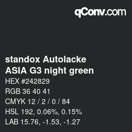 Farbcode: standox Autolacke - ASIA G3 night green | qconv.com