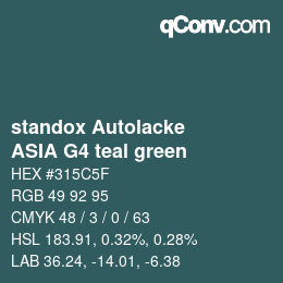 Farbcode: standox Autolacke - ASIA G4 teal green | qconv.com