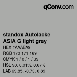 Código de color: standox Autolacke - ASIA G light gray | qconv.com