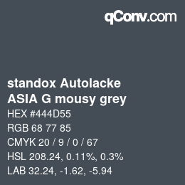 Farbcode: standox Autolacke - ASIA G mousy grey | qconv.com