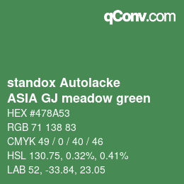 カラーコード: standox Autolacke - ASIA GJ meadow green | qconv.com