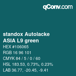 Farbcode: standox Autolacke - ASIA L9 green | qconv.com