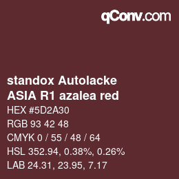 Farbcode: standox Autolacke - ASIA R1 azalea red | qconv.com