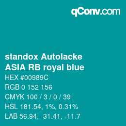 Código de color: standox Autolacke - ASIA RB royal blue | qconv.com