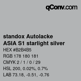 カラーコード: standox Autolacke - ASIA S1 starlight silver | qconv.com