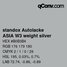 Code couleur: standox Autolacke - ASIA W3 weight silver | qconv.com