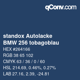 Color code: standox Autolacke - BMW 256 tobagoblau | qconv.com
