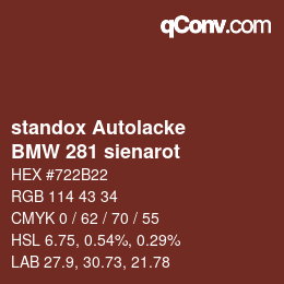 カラーコード: standox Autolacke - BMW 281 sienarot | qconv.com