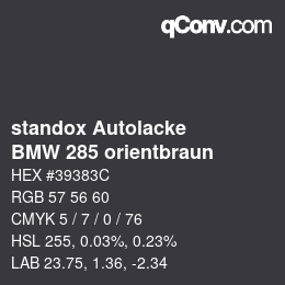 カラーコード: standox Autolacke - BMW 285 orientbraun | qconv.com