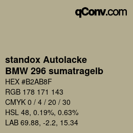 Color code: standox Autolacke - BMW 296 sumatragelb | qconv.com