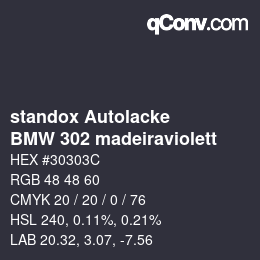 Color code: standox Autolacke - BMW 302 madeiraviolett | qconv.com