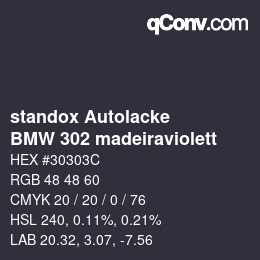 Código de color: standox Autolacke - BMW 302 madeiraviolett | qconv.com