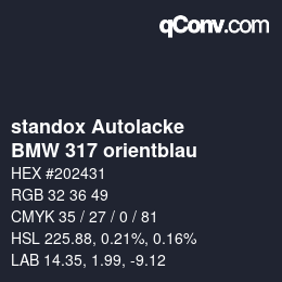 カラーコード: standox Autolacke - BMW 317 orientblau | qconv.com