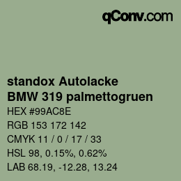 Color code: standox Autolacke - BMW 319 palmettogruen | qconv.com