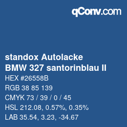 Color code: standox Autolacke - BMW 327 santorinblau II | qconv.com