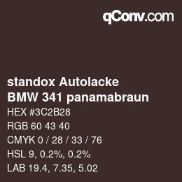 Color code: standox Autolacke - BMW 341 panamabraun | qconv.com