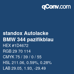 カラーコード: standox Autolacke - BMW 344 pazifikblau | qconv.com