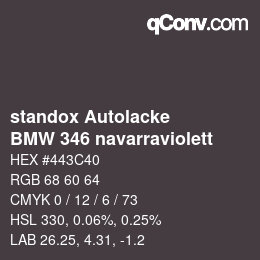 カラーコード: standox Autolacke - BMW 346 navarraviolett | qconv.com