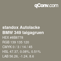 Color code: standox Autolacke - BMW 349 taigagruen | qconv.com