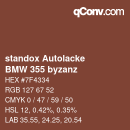 カラーコード: standox Autolacke - BMW 355 byzanz | qconv.com