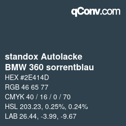 カラーコード: standox Autolacke - BMW 360 sorrentblau | qconv.com