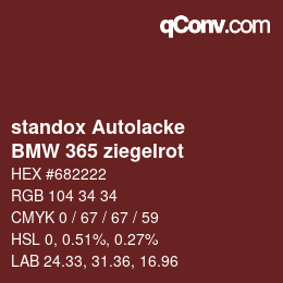 カラーコード: standox Autolacke - BMW 365 ziegelrot | qconv.com