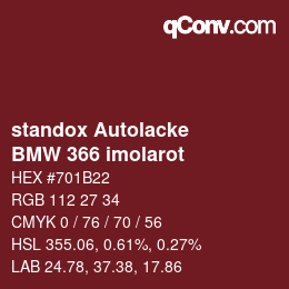 Color code: standox Autolacke - BMW 366 imolarot | qconv.com
