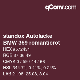 Código de color: standox Autolacke - BMW 369 romanticrot | qconv.com