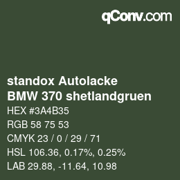 カラーコード: standox Autolacke - BMW 370 shetlandgruen | qconv.com