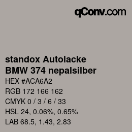 カラーコード: standox Autolacke - BMW 374 nepalsilber | qconv.com