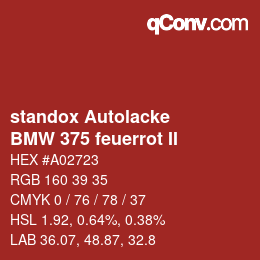 カラーコード: standox Autolacke - BMW 375 feuerrot II | qconv.com