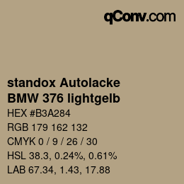 Color code: standox Autolacke - BMW 376 lightgelb | qconv.com
