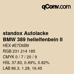 Color code: standox Autolacke - BMW 389 hellelfenbein II | qconv.com