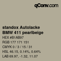 カラーコード: standox Autolacke - BMW 411 pearlbeige | qconv.com