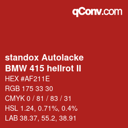 Farbcode: standox Autolacke - BMW 415 hellrot II | qconv.com