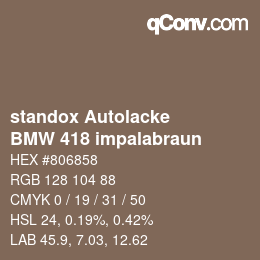 Color code: standox Autolacke - BMW 418 impalabraun | qconv.com