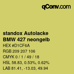 Farbcode: standox Autolacke - BMW 427 neongelb | qconv.com