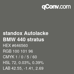 カラーコード: standox Autolacke - BMW 440 stratus | qconv.com