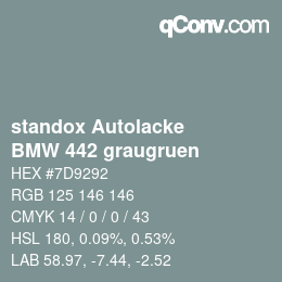 Code couleur: standox Autolacke - BMW 442 graugruen | qconv.com