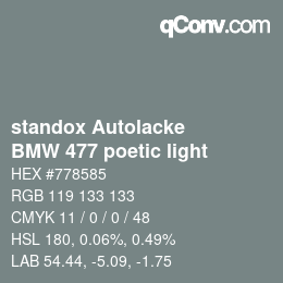 Color code: standox Autolacke - BMW 477 poetic light | qconv.com