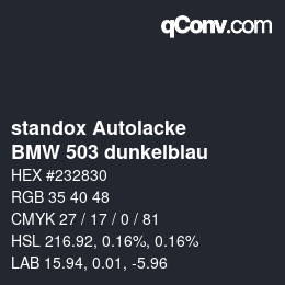 Color code: standox Autolacke - BMW 503 dunkelblau | qconv.com
