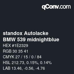 Color code: standox Autolacke - BMW 539 midnightblue | qconv.com