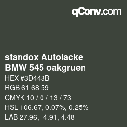 Color code: standox Autolacke - BMW 545 oakgruen | qconv.com