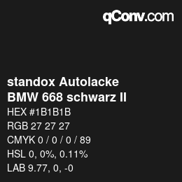 Color code: standox Autolacke - BMW 668 schwarz II | qconv.com