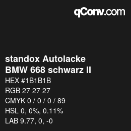 Código de color: standox Autolacke - BMW 668 schwarz II | qconv.com